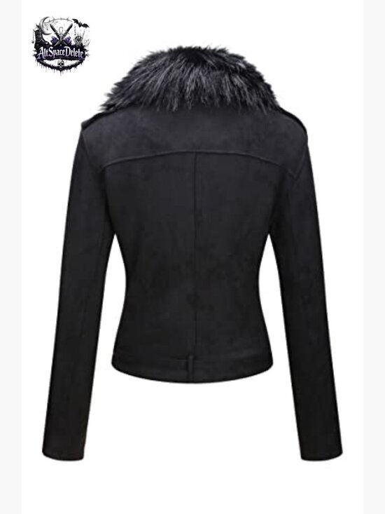 Faux Leather Sherpa-Lined Moto Jacket with Removable Belt Slim Fit - Picture 2 of 6